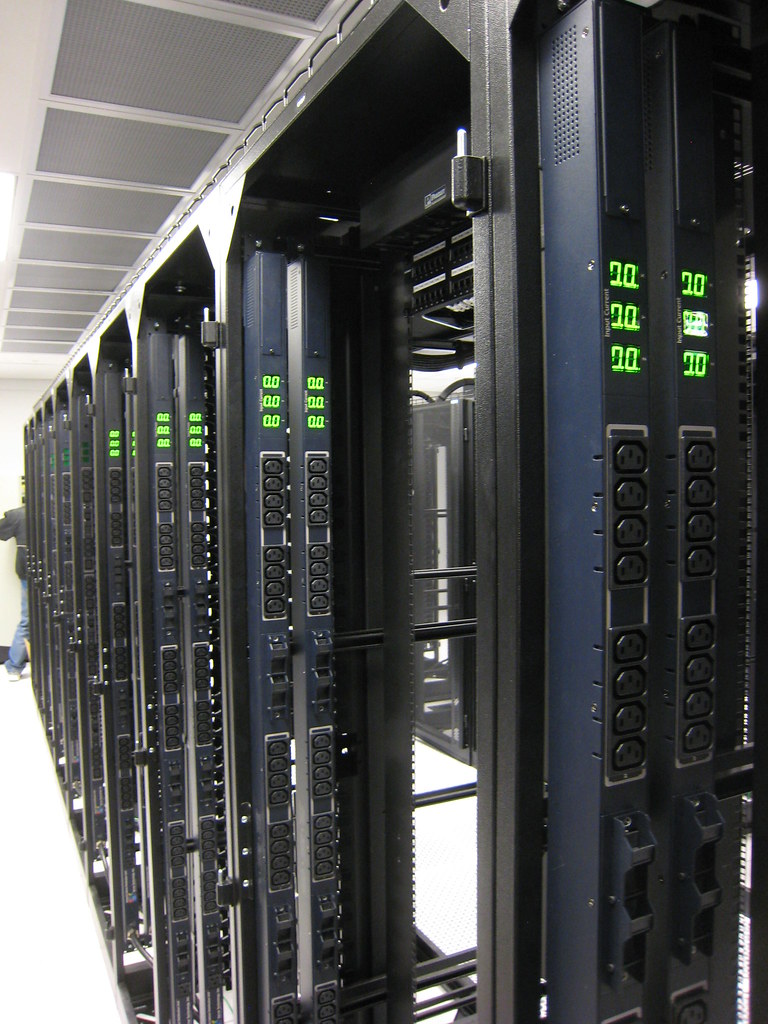 Data center server racks representing DNS infrastructure