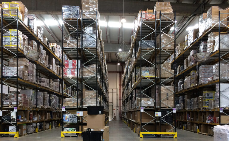 Warehouse shelving representing a large ecommerce catalog (Magento hosting requirements)