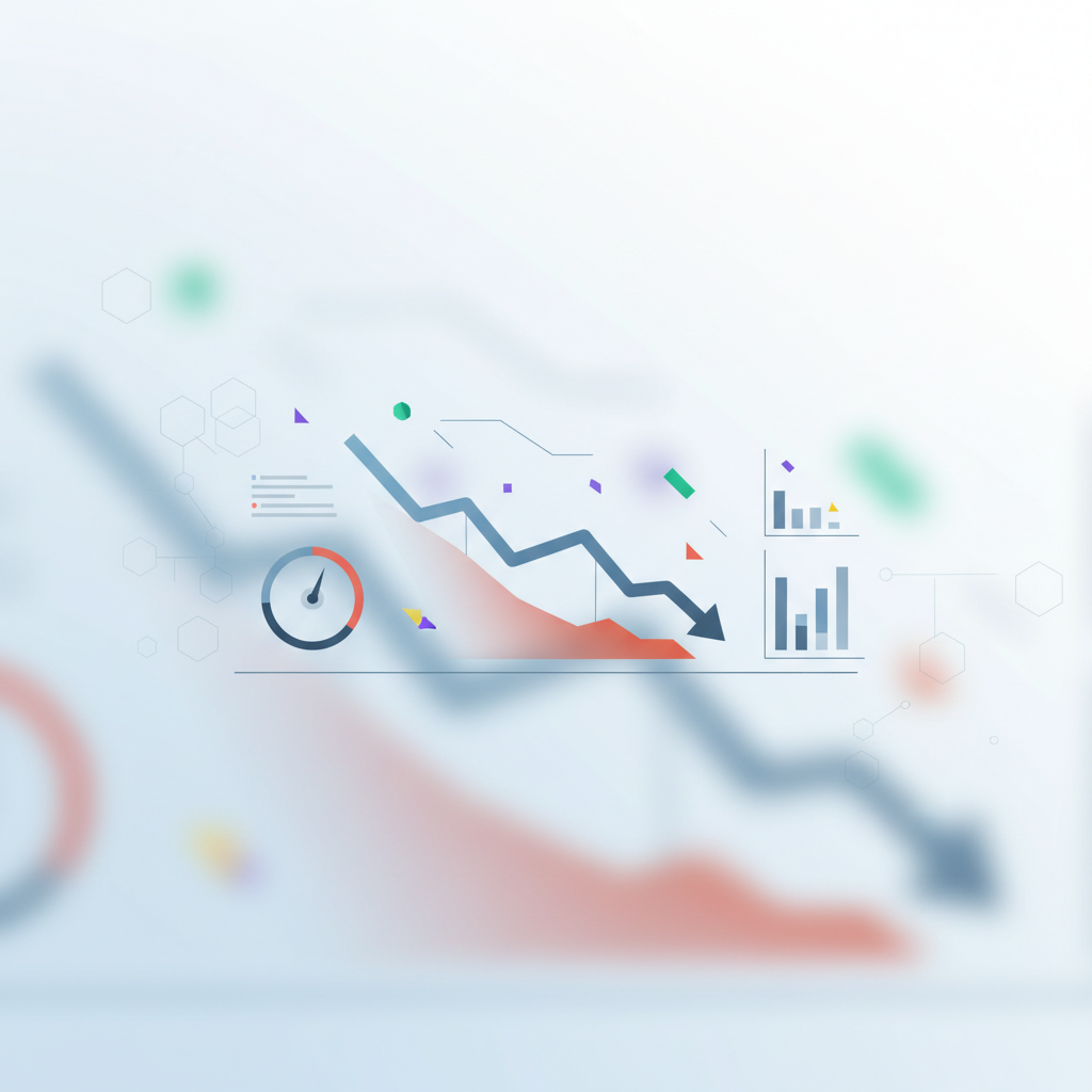 Illustration of an analytics dashboard showing a sharp downward trend line representing a citation share drop