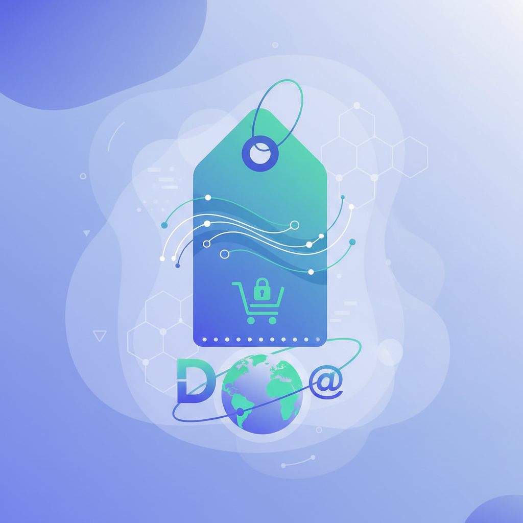 Illustration representing rising domain name prices with a .com web address and an upward price arrow (com price increase)