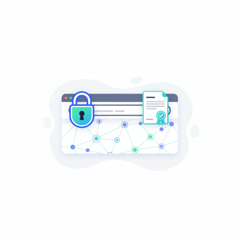 Illustration of a certificate and padlock icon representing SSL certificate transparency monitoring